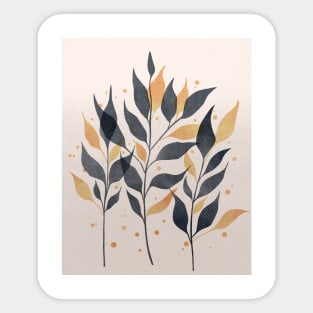 Neutral Boho Art Print, with plants Sticker